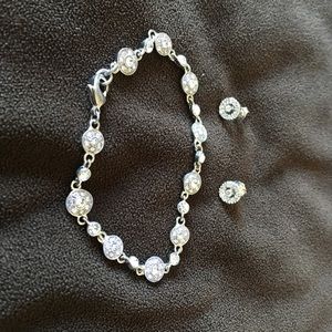 Rhinestone bracelet and earrings